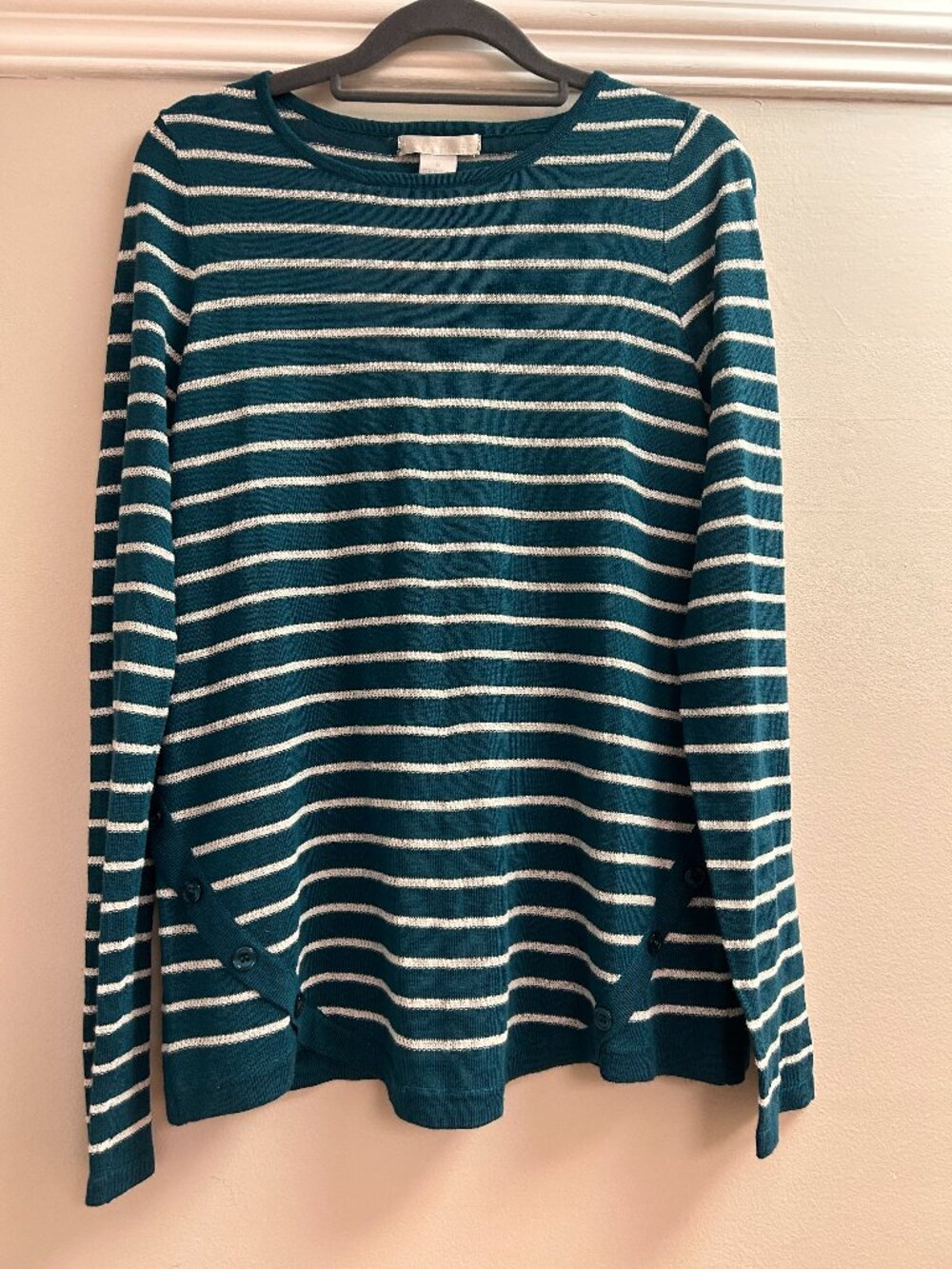 NWT Design History Light Sweater - Peacock Green and Pearl - Size S
